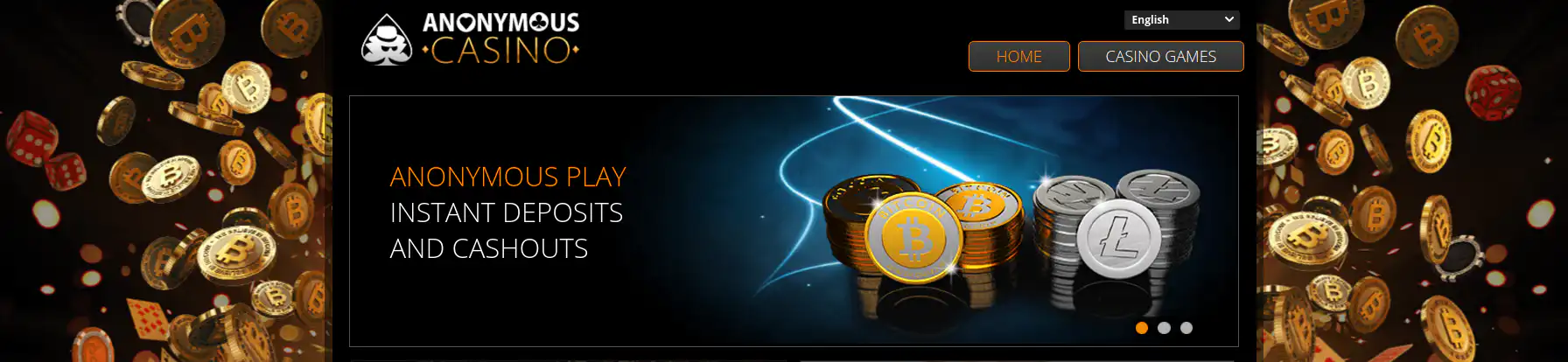 Anonymous Casino homepage