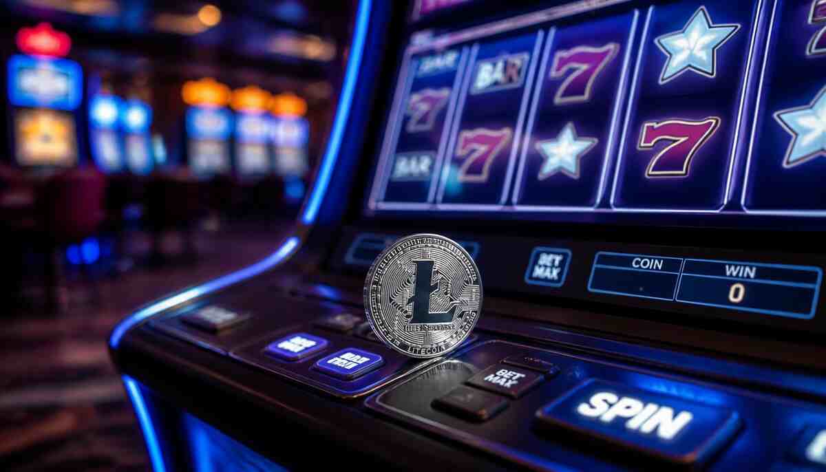 Slot machine set up to play with Litecoin